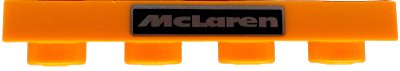 LEGO part Plate 1 x 4 with Black and Silver McLaren Logo Upside Down Pattern (3710pb002)