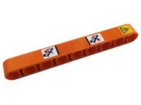 LEGO part Technic, Liftarm Thick 1 x 9 with Exclamation Mark in Yellow Danger Sign, Red Arrows, Blue Crane Arms Pattern (Sticker) - Set 42128 40490pb064