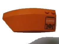 LEGO part Wedge 8 x 3 x 2 Open Left with 'Filler Cap and 'WARNING FLAMMABLE LIQUID' Pattern (Sticker) - Set 7706 41750pb011