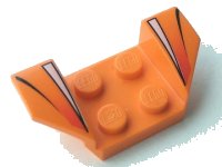 LEGO part Vehicle, Mudguard 2 x 4 with Flared Wings with Black and White Stripes, Red Fade Pattern 41854pb03