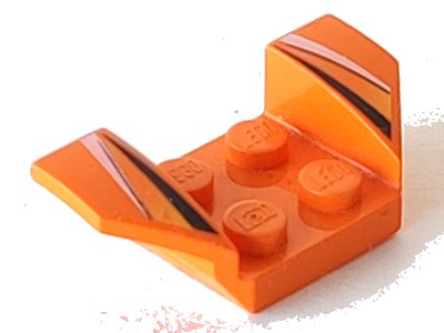 LEGO part Vehicle, Mudguard 2 x 4 with Flared Wings with Black and White Stripes, Yellow Fade Pattern (41854pb06)