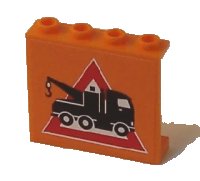 LEGO part Panel 1 x 4 x 3 - Hollow Studs with Tow Truck Danger Sign Pattern (Sticker) - Set 7642 4215bpb29