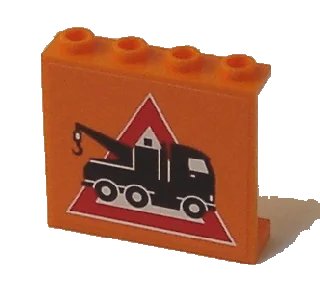 LEGO onderdeel Panel 1 x 4 x 3 - Hollow Studs with Tow Truck Danger Sign Pattern (Sticker) - Set 7642 (4215bpb29)
