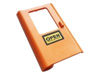 LEGO part Door 1 x 4 x 5 Train Left, Thick Support at Bottom with Black 'OPEN' on Yellow Background Pattern (Sticker) - Set 60258 43967pb002