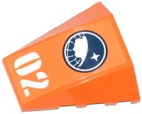 LEGO part Wedge 4 x 4 Triple Curved No Studs with Arctic Explorer Logo and White '02'  Pattern (Sticker) - Set 60034 47753pb054