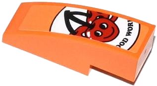 LEGO onderdeel Slope, Curved 3 x 1 with 'OOD WOR' and Cherries with Smiley Faces Pattern (Sticker) - Set 70808 (50950pb072)