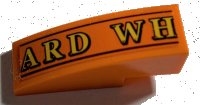 LEGO part Slope, Curved 3 x 1 with Yellow 'ARD WH' and Black Lines Pattern (Sticker) - Set 75978 50950pb145