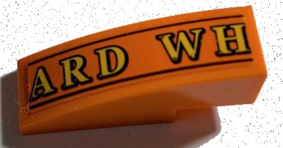 LEGO onderdeel Slope, Curved 3 x 1 with Yellow 'ARD WH' and Black Lines Pattern (Sticker) - Set 75978 (50950pb145)