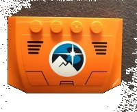 LEGO part Wedge 4 x 6 x 2/3 Triple Curved with Arctic Explorer Logo on Orange Background Pattern (Sticker) - Set 60195 52031pb129