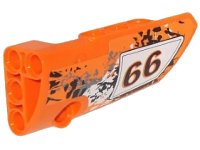 LEGO onderdeel Technic, Panel Fairing # 4 Small Smooth Long, Side B with '66' on White, Black and Gray Paint Splotches Pattern (Sticker) - Set 9392 64391pb011