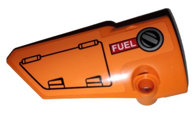LEGO onderdeel Technic, Panel Fairing # 3 Small Smooth Long, Side A with Hatch and Fuel Filler Cap on Orange Background Pattern (Sticker) - Set 42038 (64683pb045)