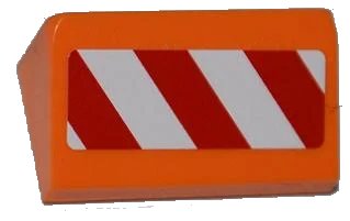 LEGO onderdeel Slope 30 1 x 2 x 2/3 with Red and White Danger Stripes Pattern Model Right Side (Sticker) - Set 4434 (85984pb009R)
