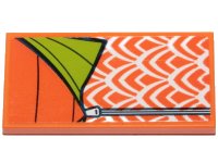 LEGO part Tile 2 x 4 with Orange and Lime Sleeping Bag Pattern (Sticker) - Set 41424 87079pb0763