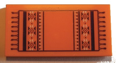 LEGO part Tile 2 x 4 with Orange Rug with Fringe, Dark Purple Stripes, and Black and White Diamonds and Triangles Pattern (Sticker) - Set 41369 (87079pb1002)