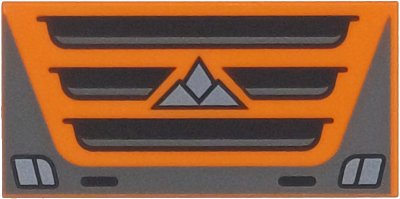 LEGO part Tile 2 x 4 with Black, Dark Bluish Gray and Silver Truck Grille and Headlights Pattern (87079pb1658)