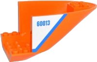 LEGO part Aircraft Fuselage Aft Section Curved Bottom 6 x 10 with Blue Line and '60013' on White Background Pattern on Both Sides (Stickers) - Set 60013 87616pb005