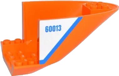 LEGO onderdeel Aircraft Fuselage Aft Section Curved Bottom 6 x 10 with Blue Line and '60013' on White Background Pattern on Both Sides (Stickers) - Set 60013 (87616pb005)