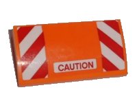 LEGO onderdeel Slope, Curved 2 x 4 x 2/3 with Bottom Tubes with Red 'CAUTION' and Red and White Danger Stripes Pattern (Sticker) - Set 60118 88930pb065