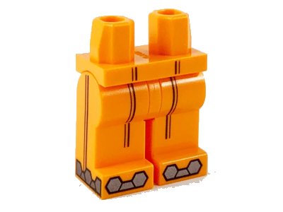 LEGO onderdeel Hips and Legs with Black Double Stripe on Front and Sides of Legs, Silver Hexagons and Trapezoids on Front and Sides of Feed Pattern (970c00pb1156)