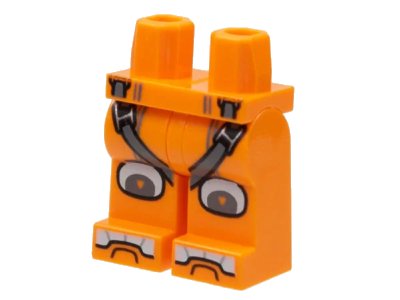 LEGO onderdeel Hips and Legs with Dark Bluish Gray Diagonal Straps, Silver Buckles, White Knee Pads and Shoe Tips Pattern (970c00pb1358)