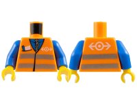 LEGO part Torso Safety Vest with Reflective Stripes with Pocket and Train Logo Pattern / Blue Arms / Yellow Hands 973pb0278c01