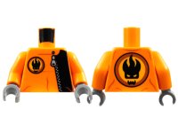 LEGO onderdeel Torso Agents Villain with Zipper & Villain Logo on Back Pattern / Orange Arms / Dark Bluish Gray Hands 973pb0486c01
