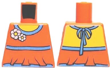 LEGO onderdeel Torso Halter Top with Medium Blue Trim and Flowers Pattern (973pb0638)
