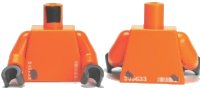 LEGO onderdeel Torso Alien with '245633' and Barcode Pattern / Orange Arms / Dark Bluish Gray Hands 973pb0752c01