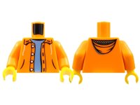 LEGO onderdeel Torso Open Jacket Hoodie with 4 Buttons over Medium Blue Sweater Pattern / Orange Arms / Yellow Hands 973pb0906c01