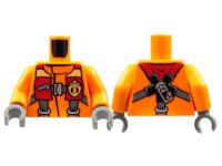 LEGO onderdeel Torso Coast Guard, Jacket with Harness and Yellow Coast Guard Logo Badge Pattern / Orange Arms / Dark Bluish Gray Hands 973pb1437c01