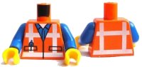 LEGO onderdeel Torso Safety Vest with Reflective Crossed Stripes over Blue Shirt Pattern / Blue Arms / Yellow Hands 973pb1561c01