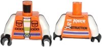 LEGO part Torso Batman Safety Vest with 'THE JOKER DESTRUCTION' Pattern / White Arms / Black Hands 973pb1650c01