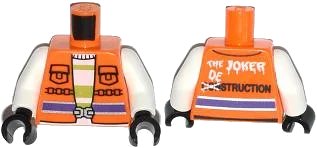 LEGO onderdeel Torso Batman Safety Vest with 'THE JOKER DESTRUCTION' Pattern / White Arms / Black Hands (973pb1650c01)