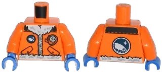 LEGO onderdeel Torso Arctic Explorer Logo with Zipper and White Fur Trim Pattern / Orange Arms / Blue Hands (973pb1683c01)