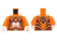 LEGO part Torso Black Tiger Stripes, Dark Red and Gold Armor and Fire Chi Emblem Pattern / Orange Arms / White Hands 973pb1720c01