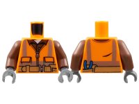 LEGO onderdeel Torso Safety Vest with Reflective Stripes, Reddish Brown Shirt, Medium Nougat Belt with Pouch and Pliers Pattern / Reddish Brown Arms / Dark Bluish Gray Hands 973pb1905c01