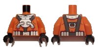LEGO part Torso Diving Suit Silver Chest Plate and Hoses over Dark Bluish Gray Harness, Silver Diving Weights Pattern / Orange Arms / Black Hands 973pb2016c01