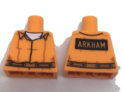 LEGO onderdeel Torso Batman Prisoner Jumpsuit with Belt, White Undershirt and 'ARKHAM' on Back Pattern (973pb2568)