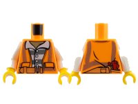 LEGO part Torso Town Prisoner Shirt with Prison Stripes and Orange Vest with Dynamite and Matches on Back Pattern / White Arms / Yellow Hands 973pb2605c01
