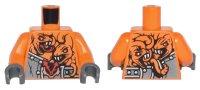 LEGO part Torso Ninjago Armor with Rivets, Clock and 4 Orange Snakes with Red Eyes and White Fangs Pattern / Orange Arms / Dark Bluish Gray Hands 973pb2614c01