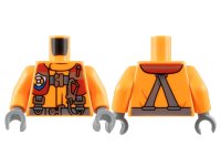 LEGO onderdeel Torso Coast Guard, Jacket with Harness, Belt, Carabiner and Coast Guard Logo Badge Pattern / Orange Arms / Dark Bluish Gray Hands 973pb2856c01