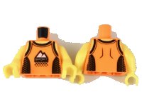LEGO part Torso Tank Top with Black Straps and Side Panels, 'SPORT' Logo with White Mountains Pattern / Yellow Arms / Yellow Hands 973pb3169c01