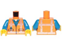 LEGO part Torso Safety Vest with Reflective Worn Crossed Stripes over Blue Shirt Pattern / Blue Arms / Yellow Hands 973pb3370c01
