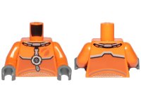 LEGO onderdeel Torso Spacesuit with Dark Bluish Gray Stripes Pattern / Orange Arms / Dark Bluish Gray Hands 973pb3557c01