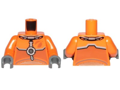 LEGO onderdeel Torso Spacesuit with Dark Bluish Gray Stripes Pattern / Orange Arms / Dark Bluish Gray Hands (973pb3557c01)