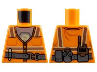 LEGO onderdeel Torso Safety Vest with Silver and Yellow Reflective Stripes and White Shirt with Blacktron Logo Pattern 973pb3675