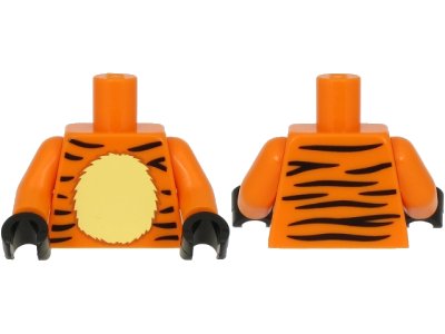 LEGO onderdeel Torso Black Tiger Stripes and Tan Chest Pattern (BAM) / Orange Arms / Black Hands (973pb4065c01)
