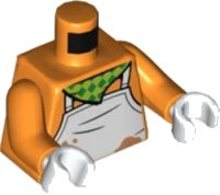 LEGO onderdeel Torso Checkered Bandana and White Apron, Ties and Lime Spatula on Back Pattern / Orange Arms / White Hands 973pb4300c01