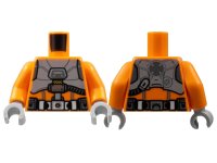 LEGO onderdeel Torso XL-15 Flight Yoke, Light Bluish Gray Breastplate, Dark Bluish Gray Hose and Pouches Pattern / Orange Arms / Light Bluish Gray Hands 973pb4688c01