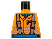 LEGO part Torso Town Construction Brown Suspenders, Shirt, Safety Stripes Pattern 973px177